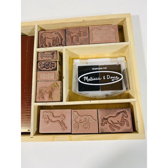 Melissa & Doug Horse Equestrian Wood Mounted Rubber Stamps 10 Count Pony Art - Picture 5 of 7